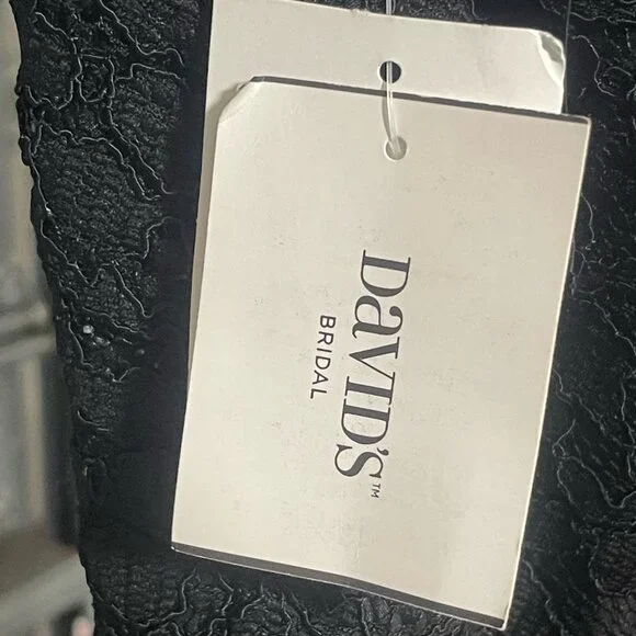 David’s Bridal One Shoulder Long Lace Dress Black Size 10 NWT - Picture 7 of 9